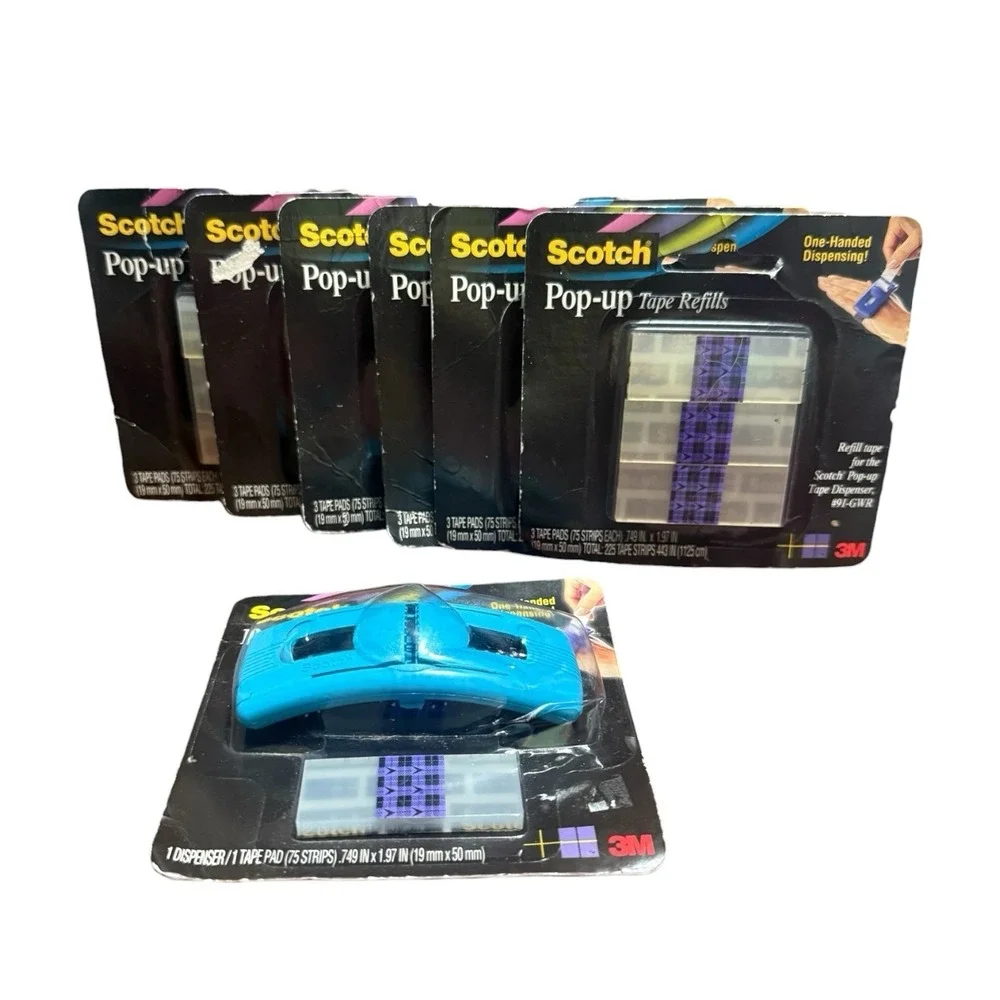 Scotch Pop-Up Tape Refills 19 Pads Total 1425 Tape Strips All Sealed + Dispenser